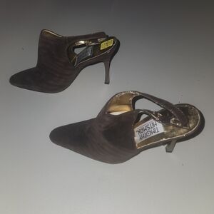 Vintage Brown Timothy Hitsman Textured Slingback Mules Size 6.5